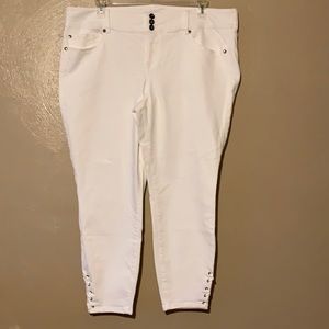 Torrid size 22 white denim pants lace up bottom legs